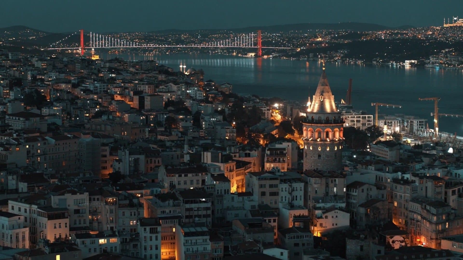 Galata Tower over Istanbul at night